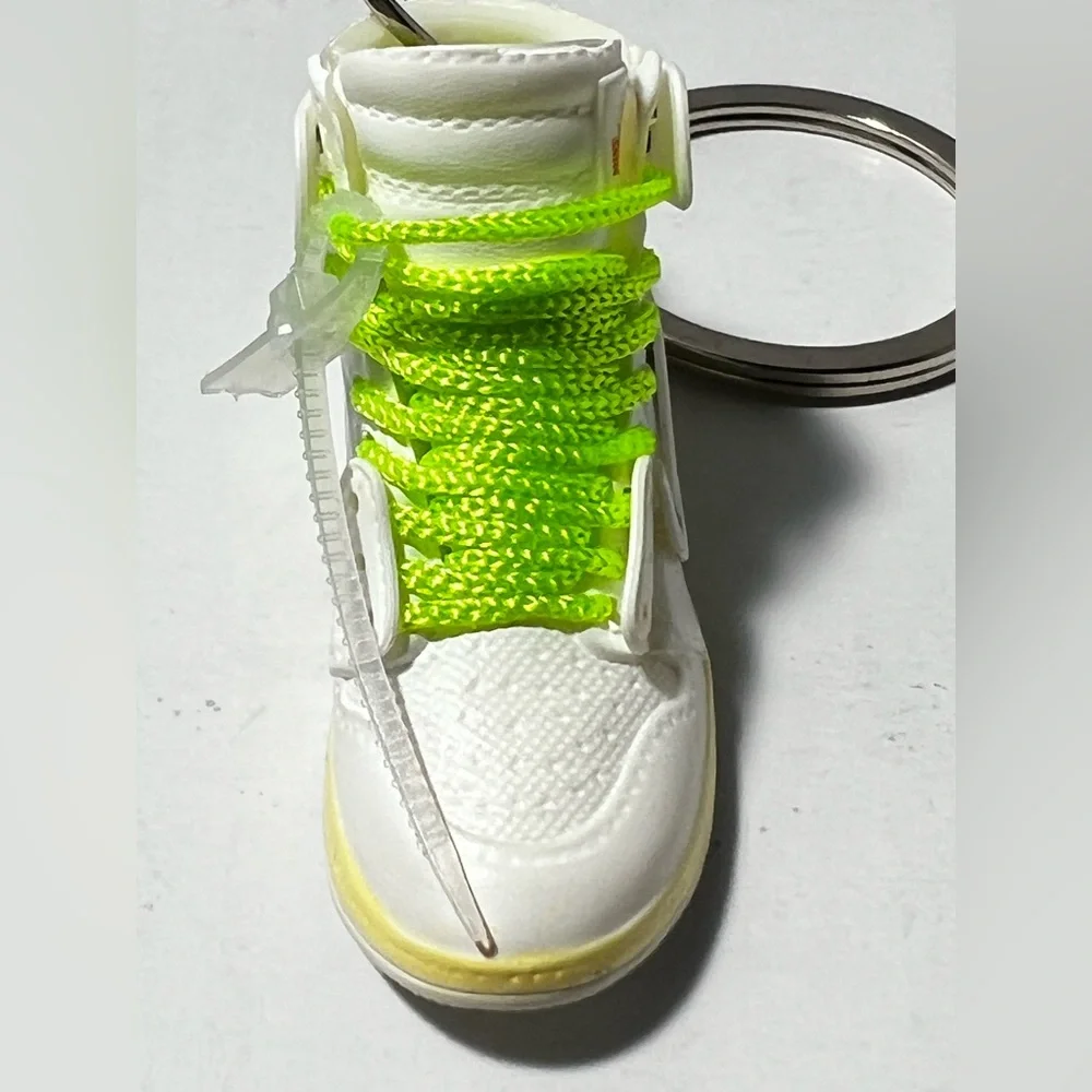 3D‎ Mini Sneaker Keychain Volt Laces White green novelty trinkets gift